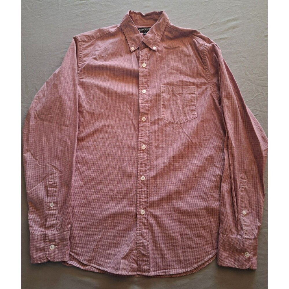 J. Crew Mercantile Flex Maroon White Plaid Button-Up Shirt Size Medium, Mens M